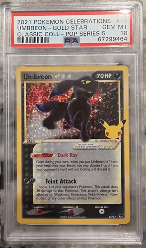 2021 POKEMON CELEBRATIONS CLASSIC COLLECTION #17 UMBREON-GOLD STAR PSA 10