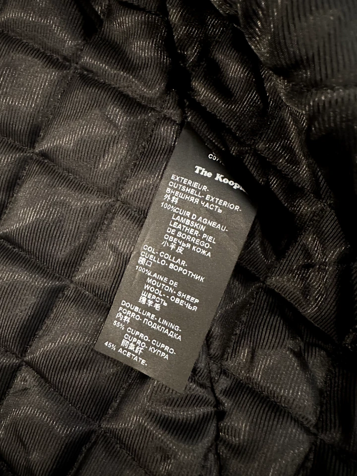 COMO NUEVO - Chaqueta de bombardero de aviador de cuero de cordero Kooples, cuello de piel de oveja, para hombre M Foto 4 de 4