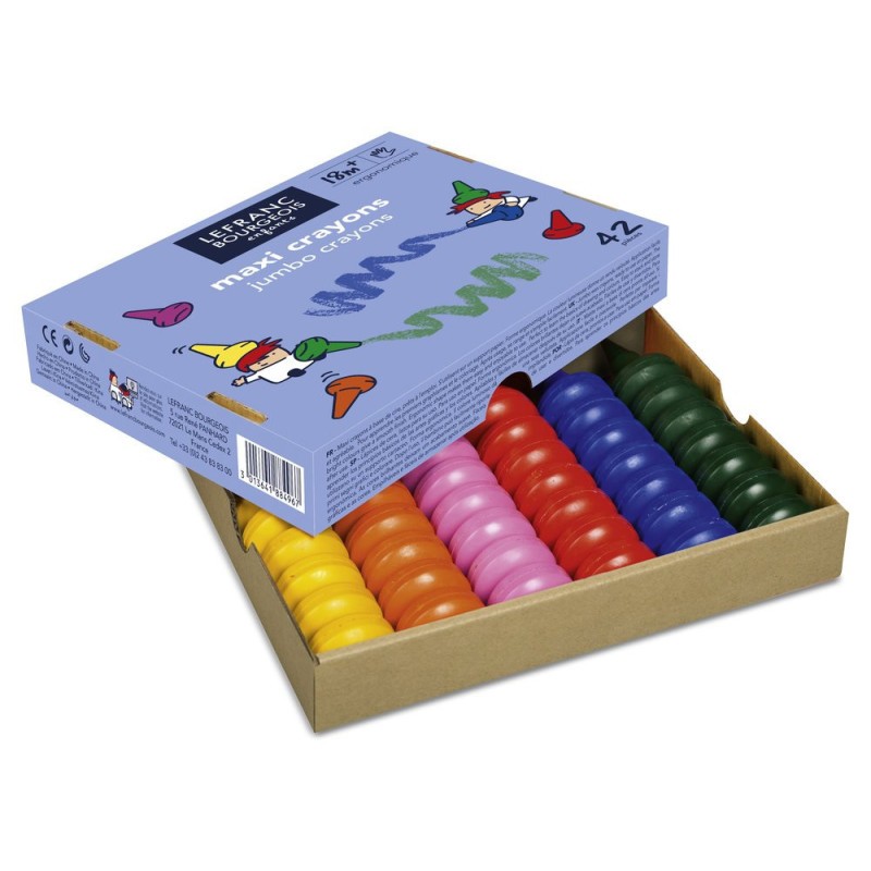 Maxi crayons en cire ergonomiques Lefranc Bourgeois pour les dessins du mercredi