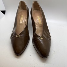 Gucci Women s 37.5 2 Inch Heel Brown Leather Vintage