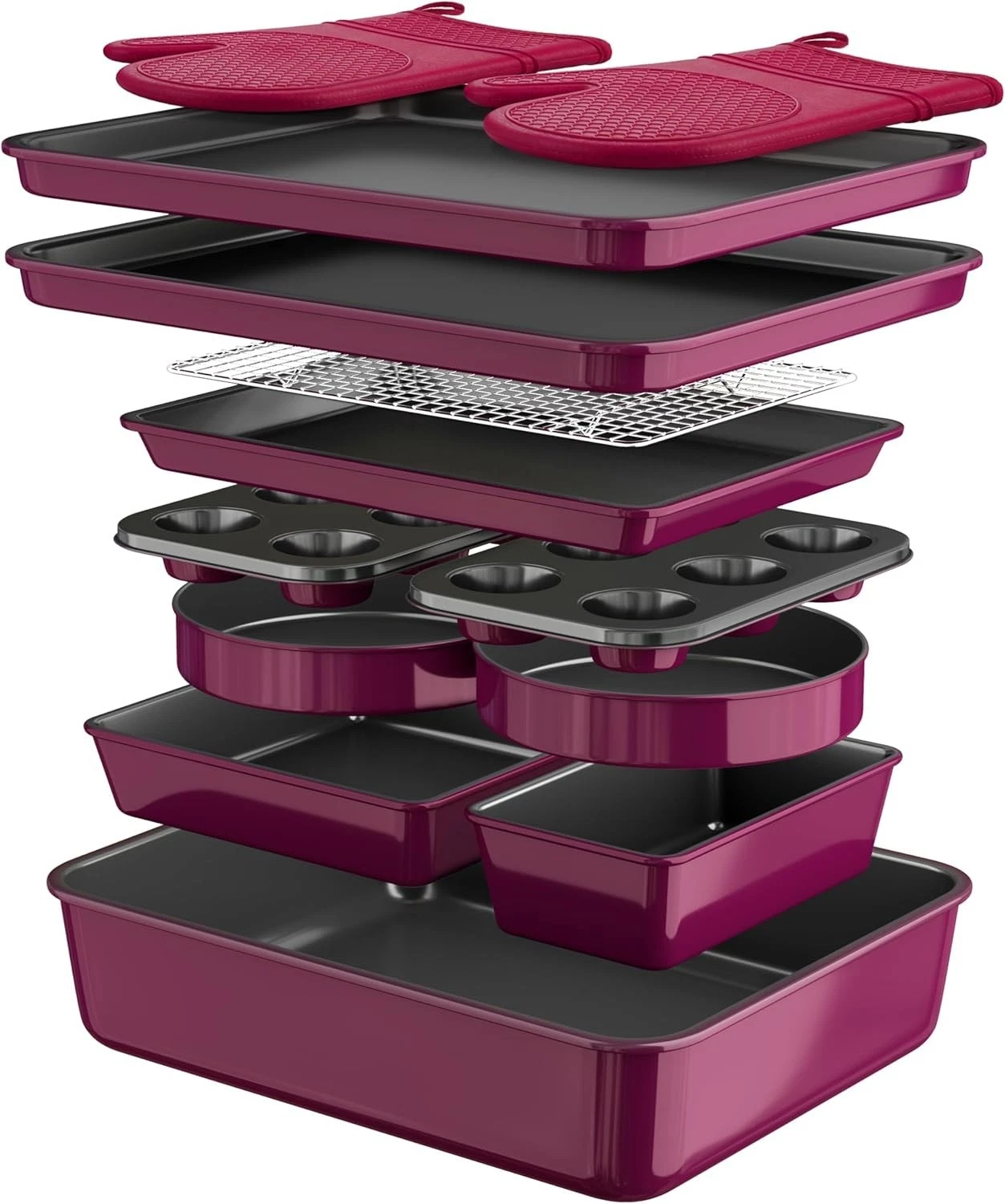 Wildone 13-Piece Stackable Nonstick Bakeware Pans & Cookie Sheets Set