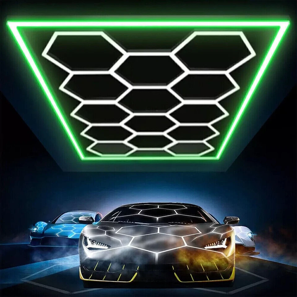 LED Hexagon Garage Lights 6500K Car Detailing Shop Light With Border for Garage - Image 3 of 4