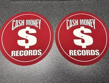 Cash Money Records DJ Slipmats, Felt Turntable Vinyl Record Covers, Set of 2 Red