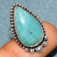 925 Silver Plated Larimar Ring US 5.5 Minimalist Style Gift Most Beautiful GW