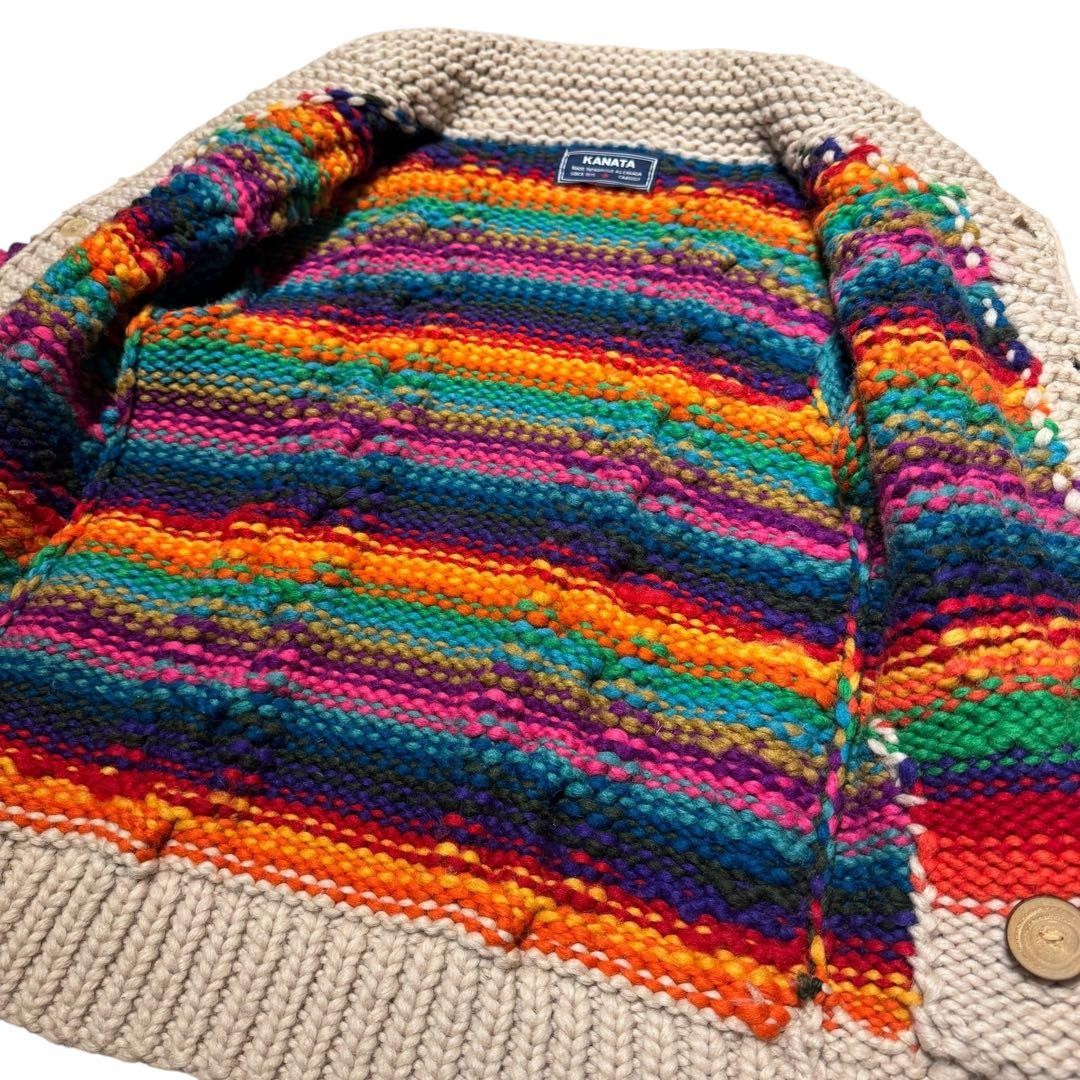 トップス Kanata Wool Cowichan Sweater Kanata Cowichan Knit Sweater Multicolored Striped 100% pure Wool