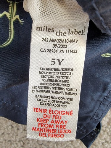 Miles The Label Gecko Swim Shorts Little Boys 5 Navy/White Elastic Waist Pull On - Picture 14 of 18