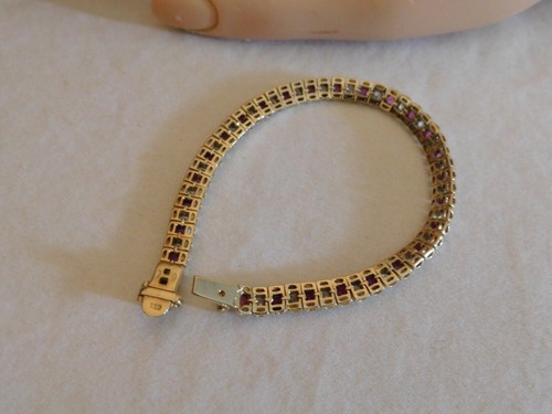 Lab Created Pink Sapphire Tennis Armband 14K vergoldet Sterling Silber 925 - Bild 4 von 6