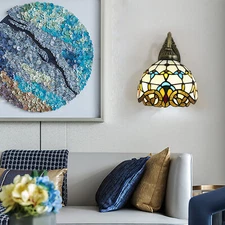 Tiffany Stained Glass Wall Sconce Baroque Lamp Indoor Wall Light Fixture Decor