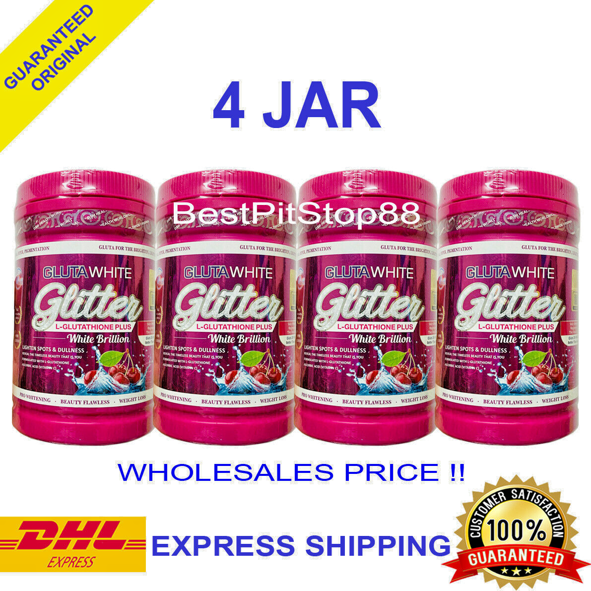 4 X Phyto Gluta White Glitter L-Glutathione Plus Skin Lightening Spots  Dullness