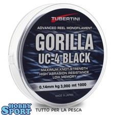 FILO TUBERTINI GORILLA UC 4 BLACK 1000 MT DIAM. 0,14 MM PER MULINELLO TROTA LAGO