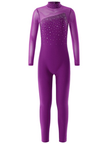 Kids Gymn Leotard Girls Open Back Catsuit Ice Skating Unitard Bodysuit Dancewear - Picture 48 of 78