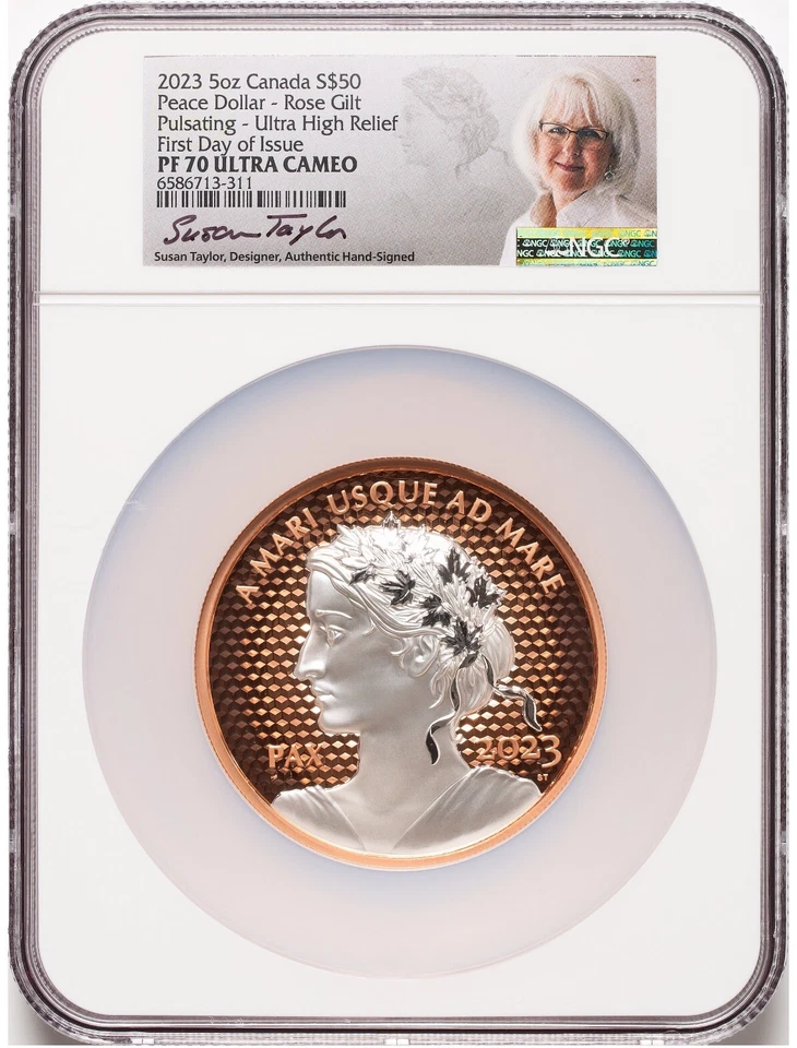 2019 Canada Gold 1oz & 2023 Silver 5oz Peace & Liberty NGC PF70 FDI Set Low Pop - Image 4 of 4