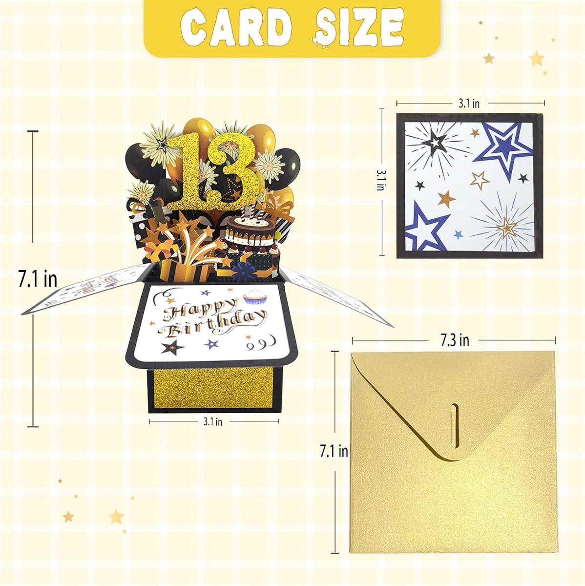 Cool 13Th Birthday Pop up Card for Boy Girl, Happy Thirteen Bday