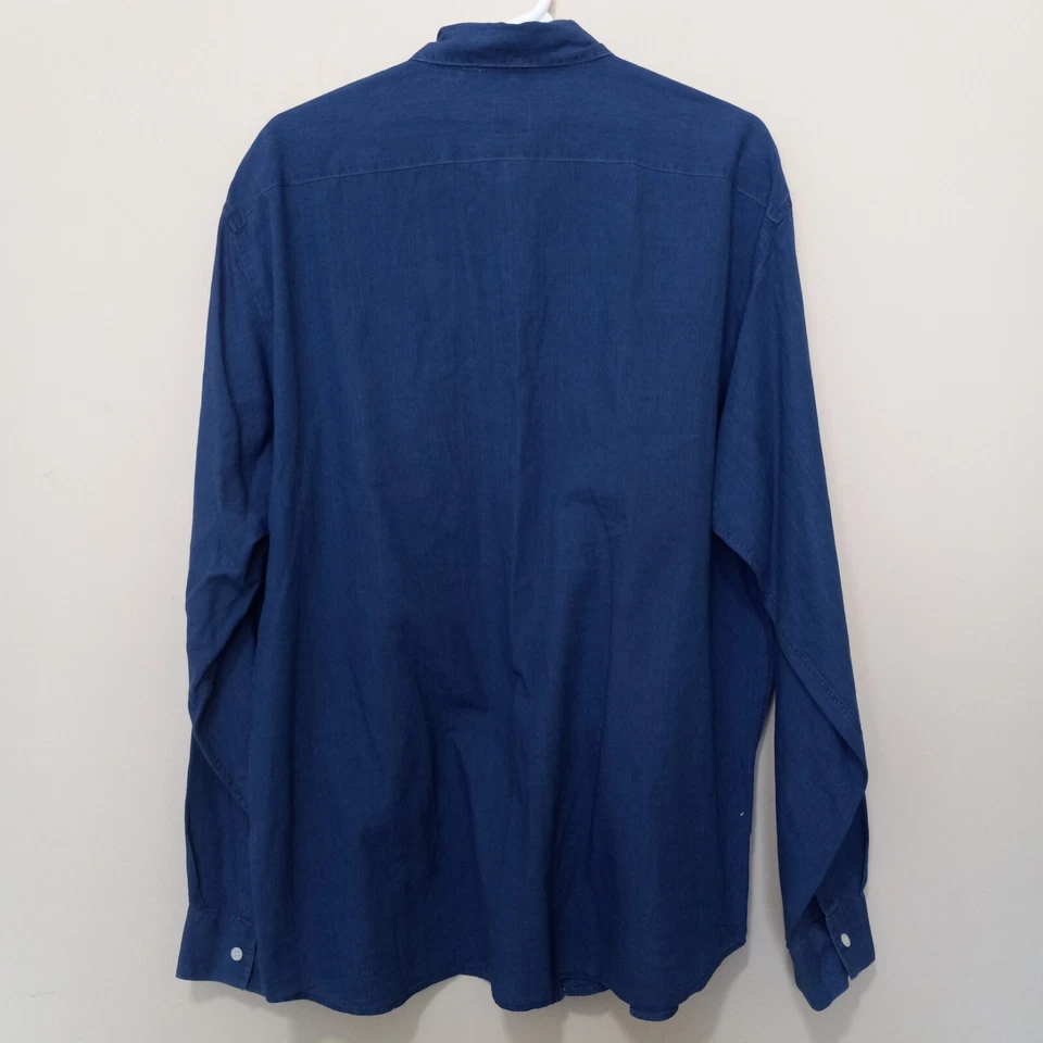 BOSS HUGO BOSS Men;s Navy Cotton Made Italy Button Shirt Size XL - Image 4 of 4