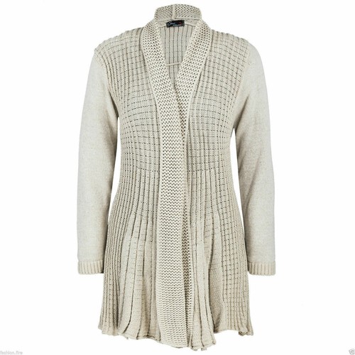 Neu Damen Frauen Mädchen Übergröße Strick Wasserfall Boyfriend lange Strickjacke 8-26 - Bild 2 von 18