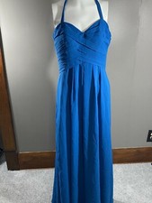 Women’s Sorella Vita Dress Formal Sleeveless Halter Floor Length Bridesmaid Blue