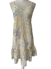 Rachel Zoe Yellow Eyelet Lace Detail Cottage Core Boho Dress Size M