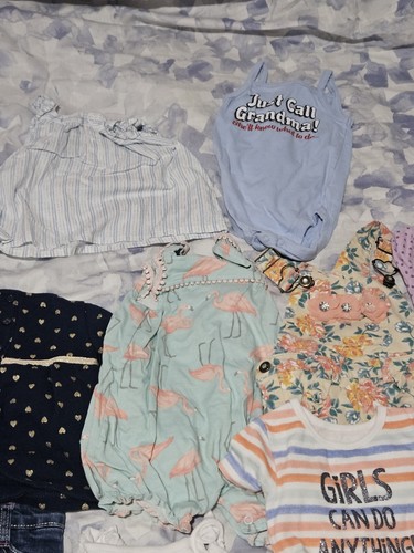 Baby Girl Clothes Lot 12 Months Summer/fall Pants, Tshirts, Overall Lot Of 14 - Picture 3 of 6