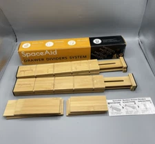 SpaceAid Bamboo Drawer Dividers with Inserts and Labels, Kitchen Adjustable