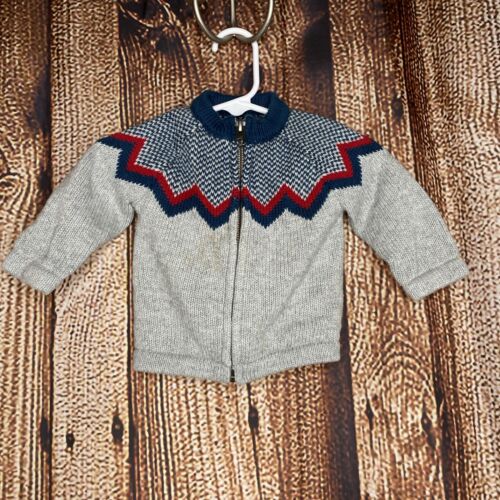 Tea Collection Boy’s Knit Full Zip Up Sweater Cardigan Size 3-6 Months - Afbeelding 1 van 3