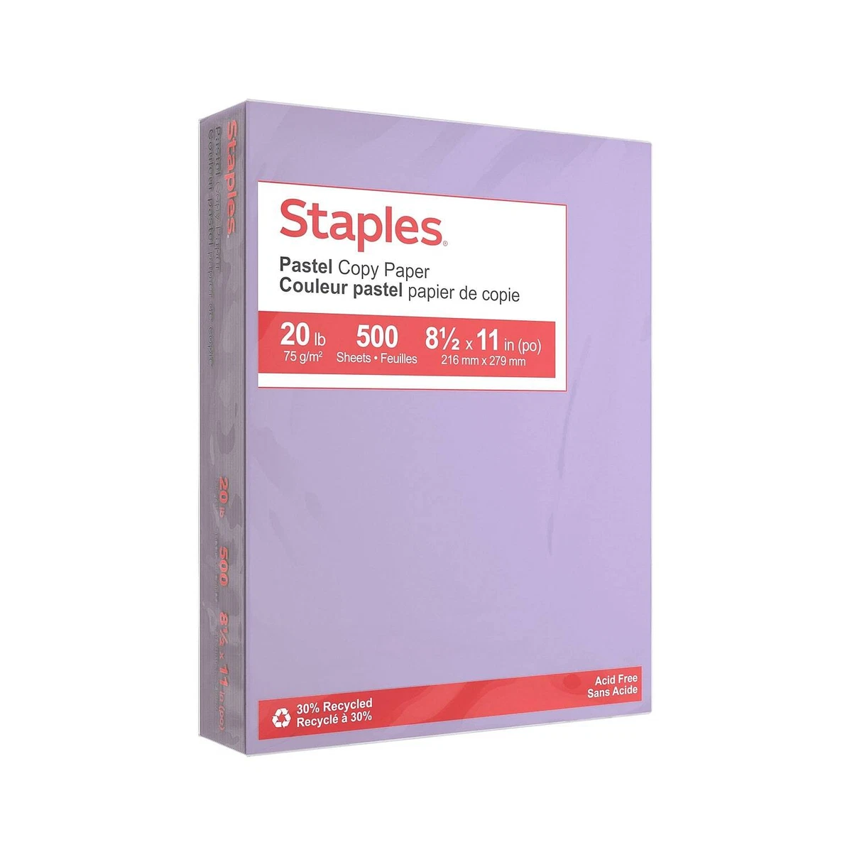 Staples Pastel Colored Copy Paper 8 1/2 x 11 Lilac 500/Ream (14782) 678826, Purple Copy Paper