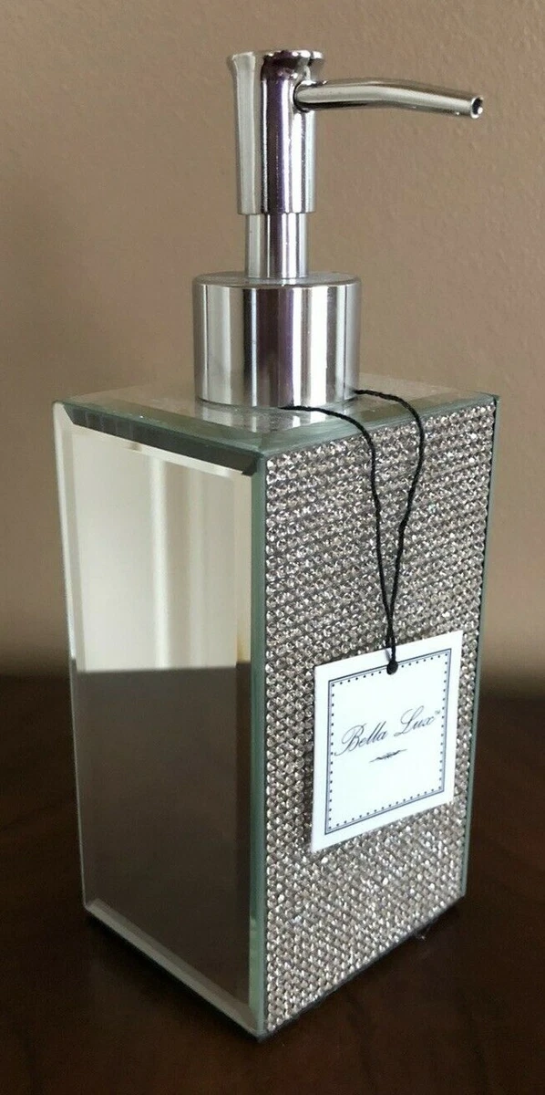Bella Lux FULL CRYSTAL RHINESTONES MIRRORS Soap Dispenser BATHROOM Luxury NWT