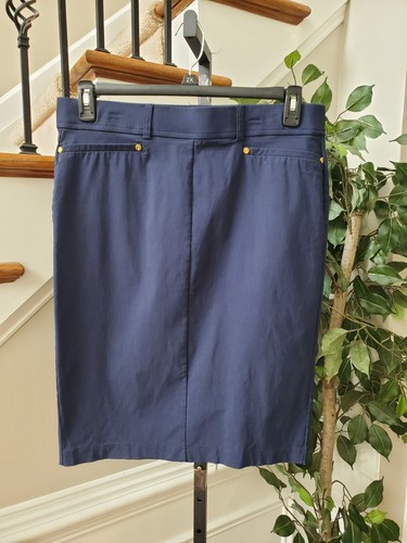 NY Collection Women's Blue Rayon Pull on Straight Knee Length Skirts Size Large - Picture 8 of 8