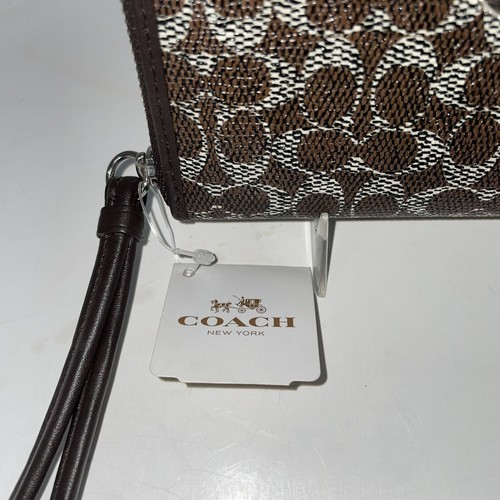 Coach East West Universal Zip Around Wallet Wristlet Signature Brown - Picture 9 of 11