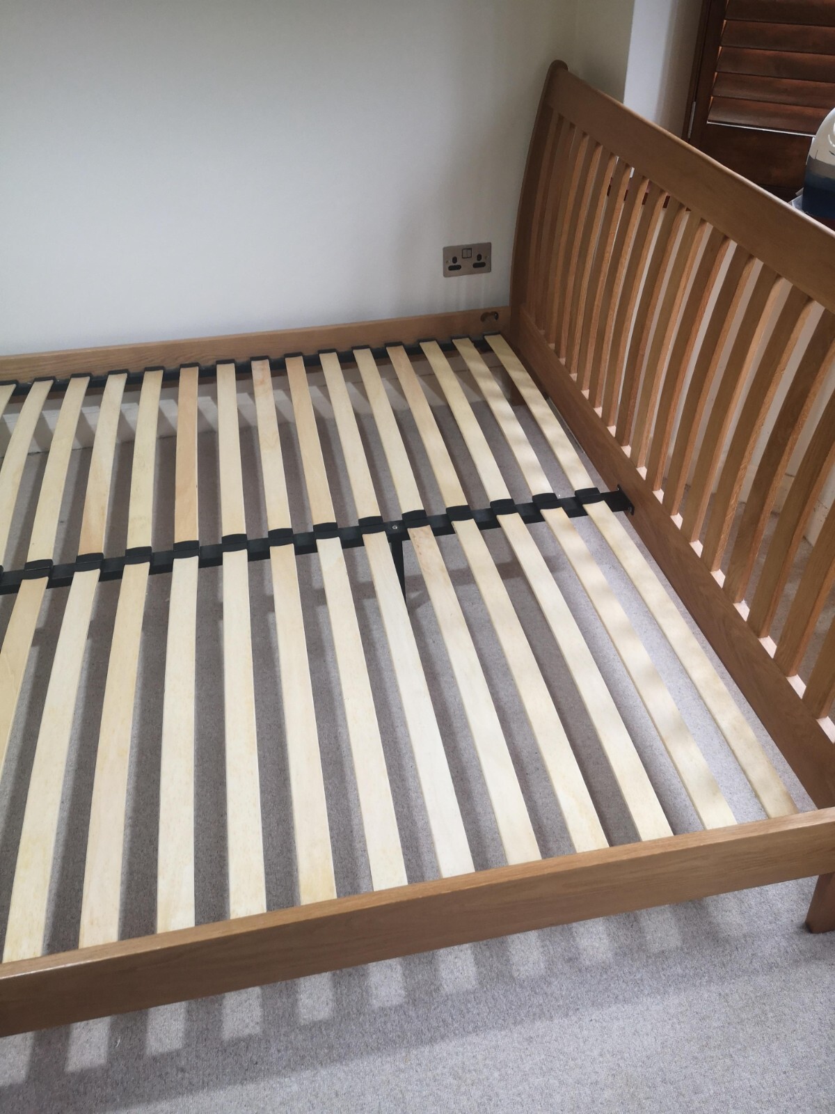 Modern Oak 6ft Super King Size Bed Frame Sprung Slats, Metal Frame
