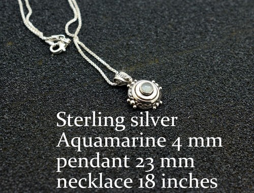 Collar colgante plata esterlina aguamarina estilo vintage - Imagen 2 de 12