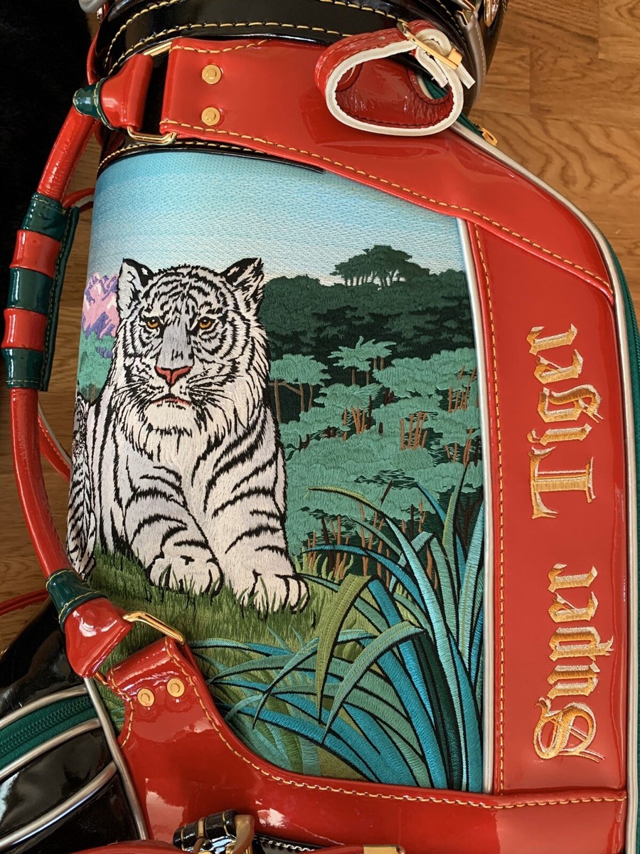Super Tiger キャディバッグ 虎刺繍 Mint RED Hand Embroided Hand Crafted Made in Japan Super