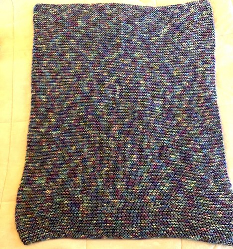 Handknit Multicolor Knit Baby Blanket, handmade 31" X 38" 600g - Picture 5 of 7