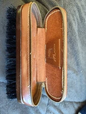 *Hickok Valet*Vintage Clothes/ Shoe Brush Genuine Cowhide Leather, Zipper Case 