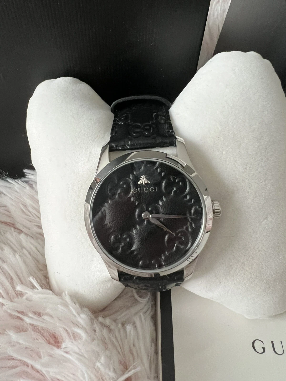 Étui en acier inoxydable argent 38 mm Gucci G Timeless YA1264031 avec noir...