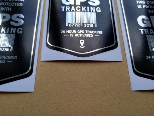 3 Caravan GPS Tracking Stickers Self Adhesive Polished Mirror Silver, Black - Picture 16 of 20