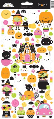 Crafts Doodlebug Icon Stickers Hey Pumpkin Halloween Cute Witches Treats House