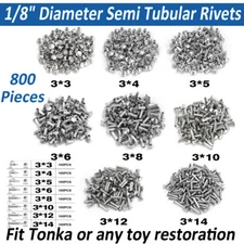 For Tonka Semi Tubular Rivets 1/8" Diameter 800 Piece Super Assortment Aluminum