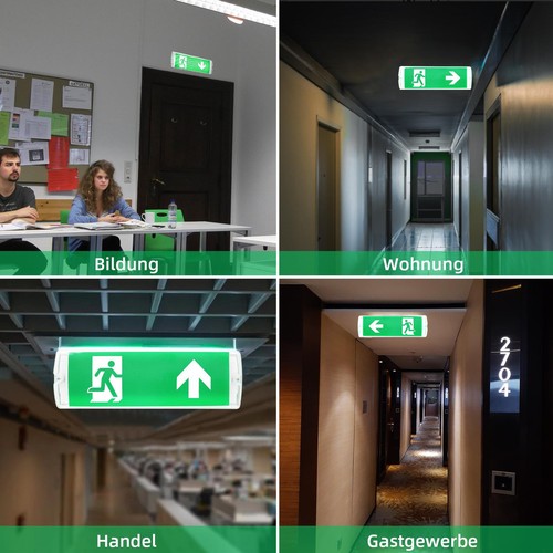 EXIT Schild LED Notbeleuchtung Fluchtwegleuchte Notleuchte Notausgang Links/Rech - Bild 12 von 12