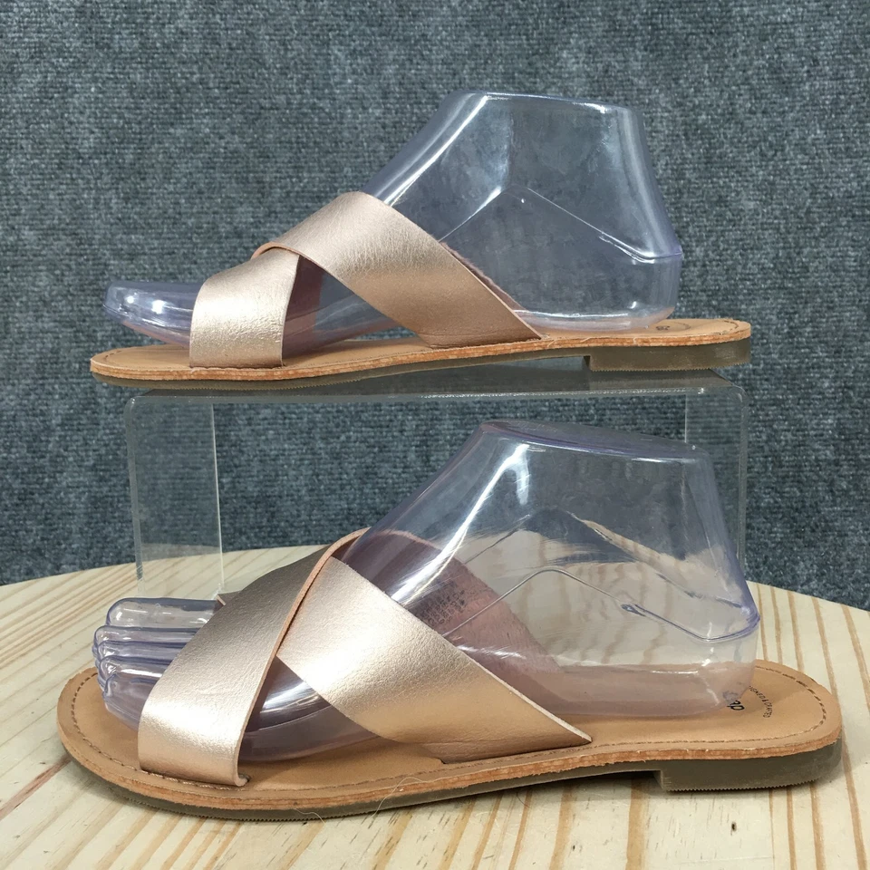 Босоножки женские Gap 8 бежевые крест-накрест слайды с открытым носком повседневные комфортные кожа - Изображение 2 из 4