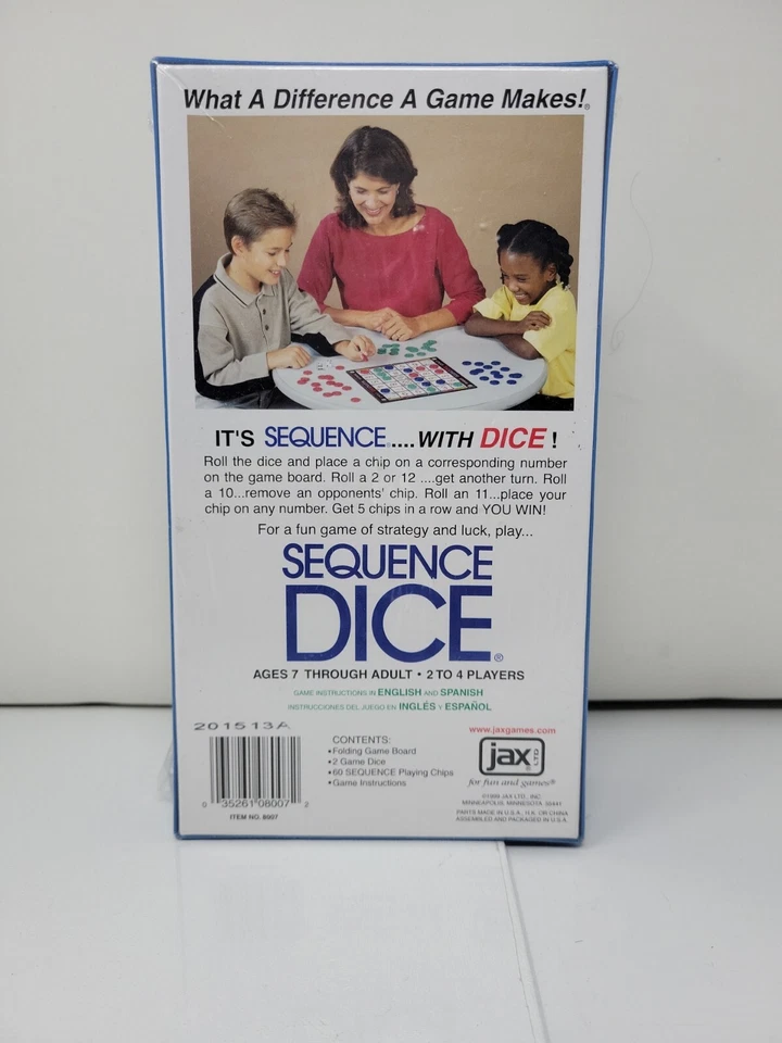Sequence Dice Family Board Game Jax Ltd. Strategy & Luck 1999 NEW Sealed - Image 2 of 2