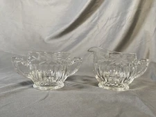 VINTAGE Cream And Sugar Set Etched Flower BEAUTIFUL SET