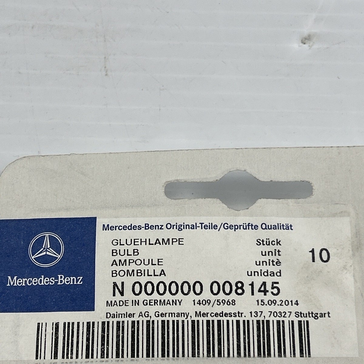Lot of 10 New Genuine Mercedes-Benz Stop Lamp Bulb 12V 21W