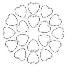 50 PCS Heart Shape Keyring Metal Silver Split Key Rings Heart Keychain Craft