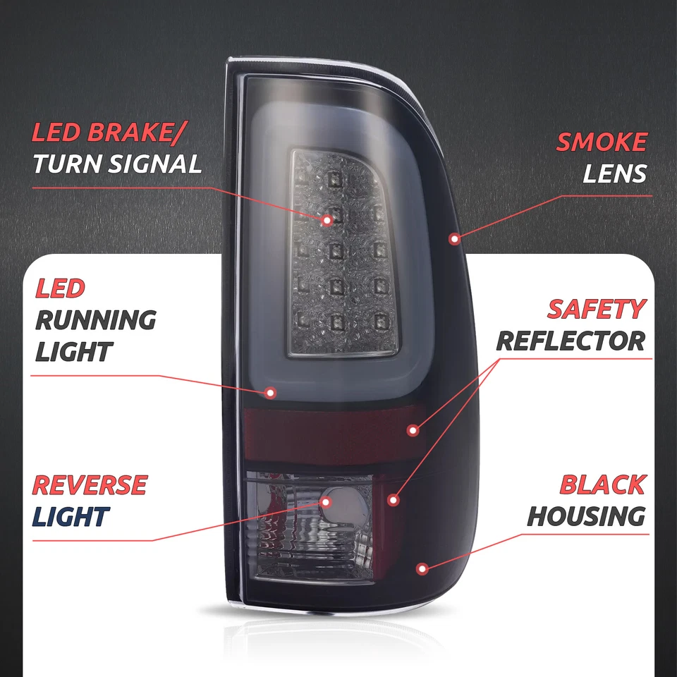 Lâmpada de freio traseira tubo LED fumaça preta para 1997-03 Ford F150 99-07 F250 F350 - Imagem 2 de 4