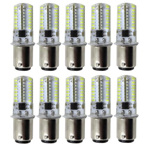 10pcs BA15D LED Light Bulb Fit Singer 221/301A/401A White Equivalent 20W 120V