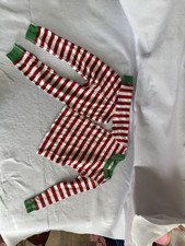 Hanna Andersson Red White Green Christmas Long John Pajamas 100 4T 4