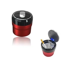 Car Ashtray, Portable Smokeless Cylinder Cup Holder Ash Tray, Small Red