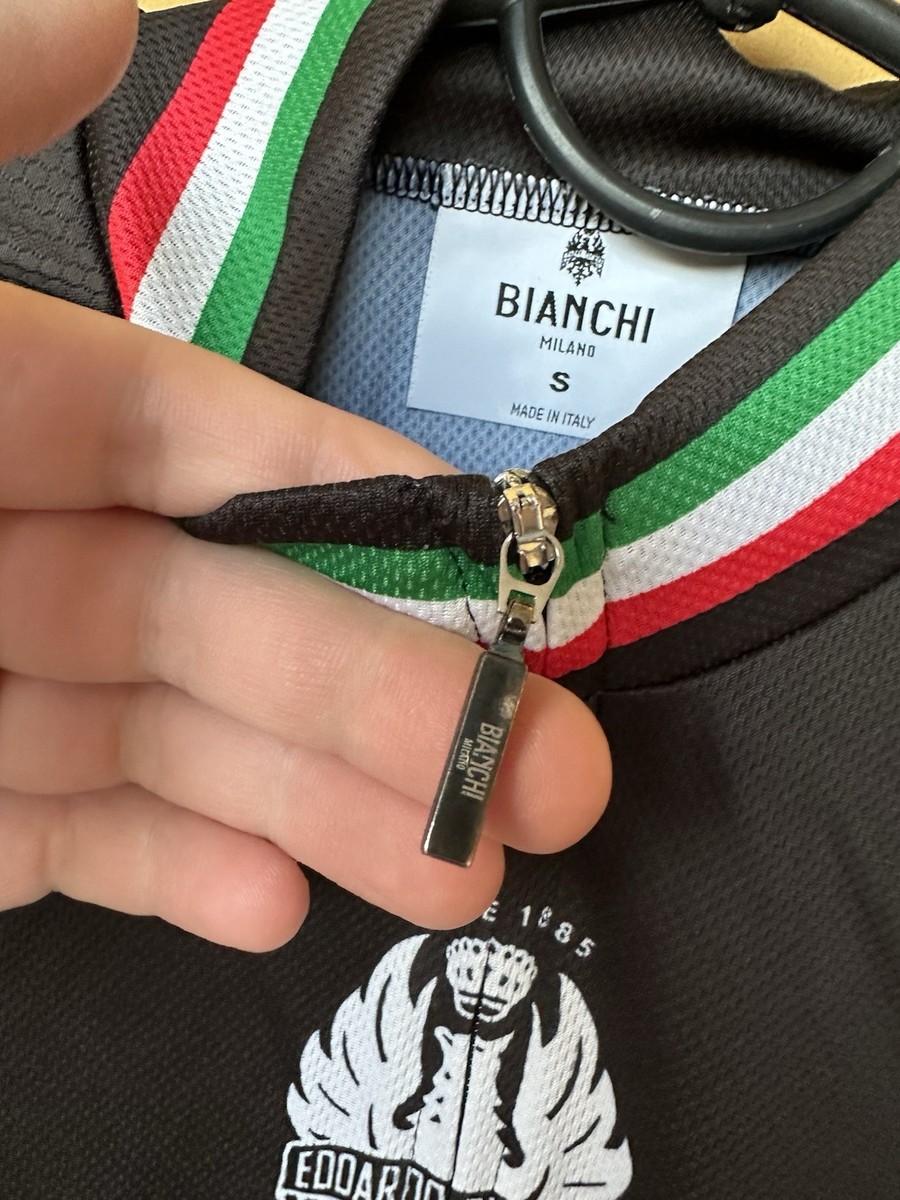 bianchi milano cycling jersey Black Short Sleeve size S Men