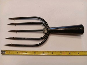 Vintage Frog Gig/Spear Head, 5 Tines/ Prong, 9'', Made In Japan
