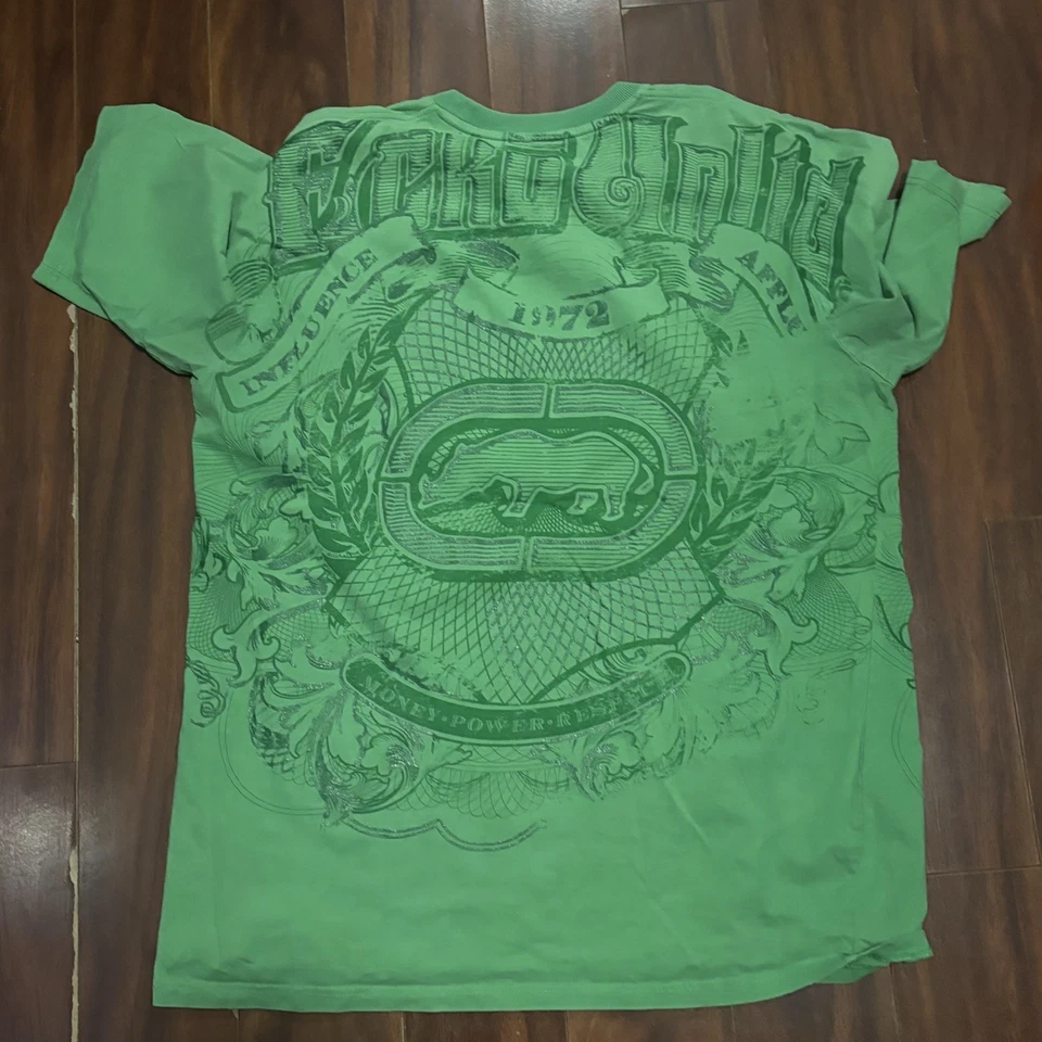 Vintage Y2k Ecko Unltd Green Graphic TShirt XXL Grunge Skater Hip Hop Streetwear - Image 2 of 4